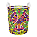 Psychedelic Hippie Peace Sign Print Round Laundry Basket