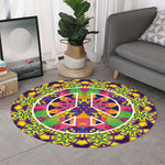 Psychedelic Hippie Peace Sign Print Round Rug