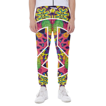 Psychedelic Hippie Peace Sign Print Scuba Joggers