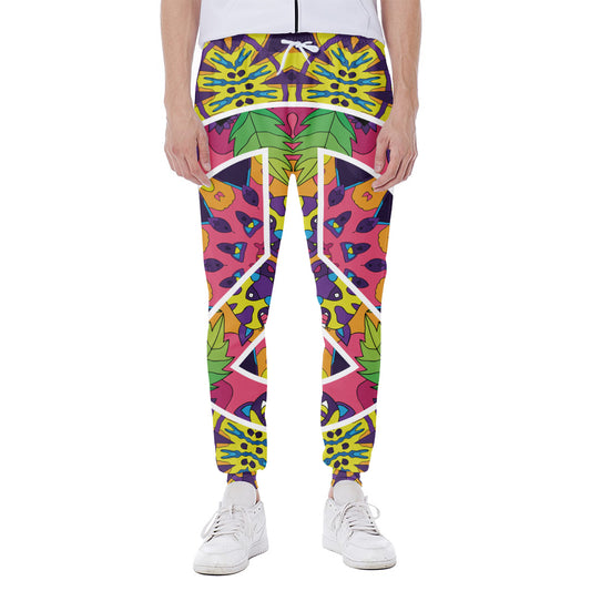 Psychedelic Hippie Peace Sign Print Scuba Joggers