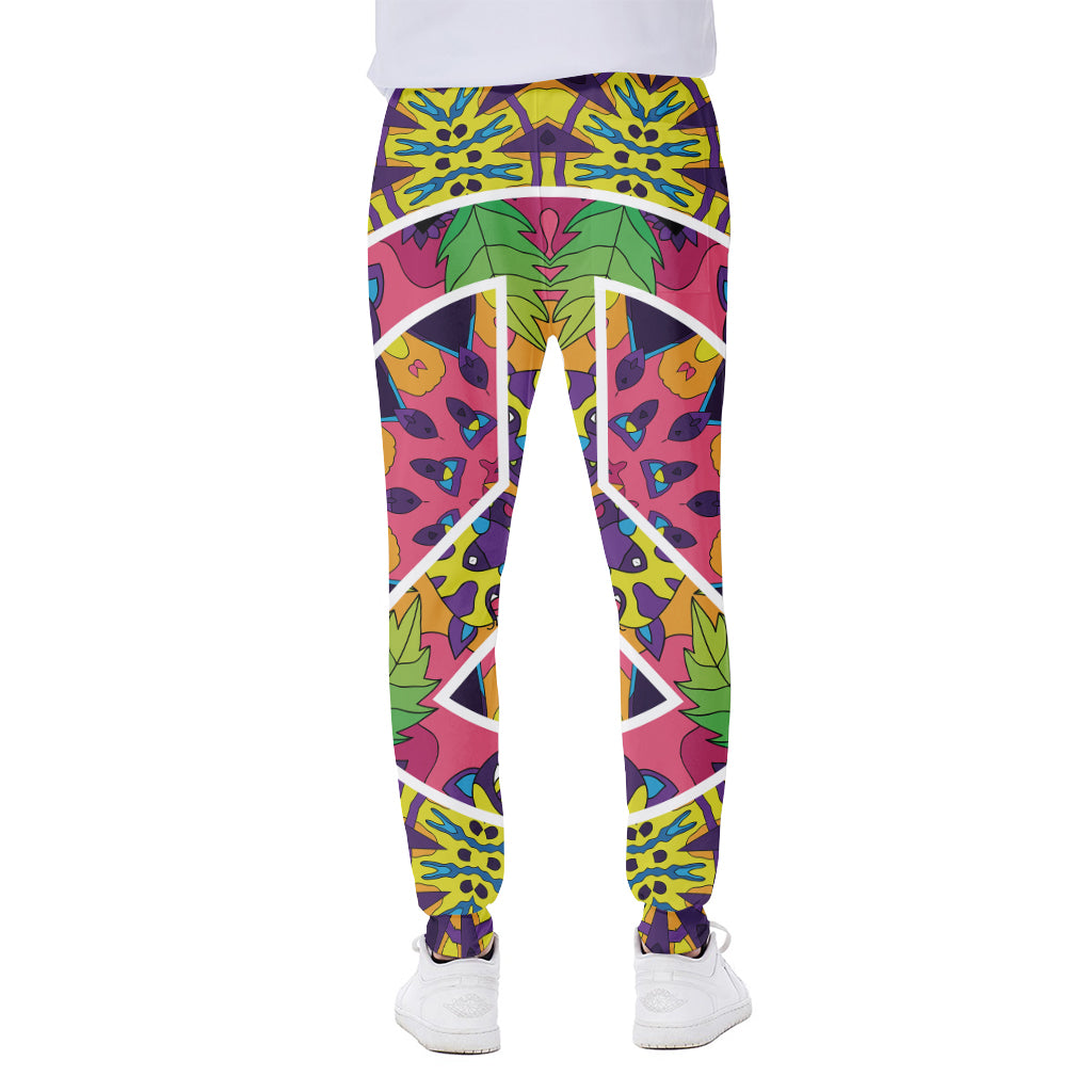 Psychedelic Hippie Peace Sign Print Scuba Joggers