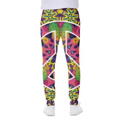 Psychedelic Hippie Peace Sign Print Scuba Joggers