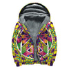 Psychedelic Hippie Peace Sign Print Sherpa Lined Zip Up Hoodie