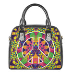 Psychedelic Hippie Peace Sign Print Shoulder Handbag