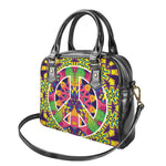 Psychedelic Hippie Peace Sign Print Shoulder Handbag