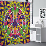 Psychedelic Hippie Peace Sign Print Shower Curtain