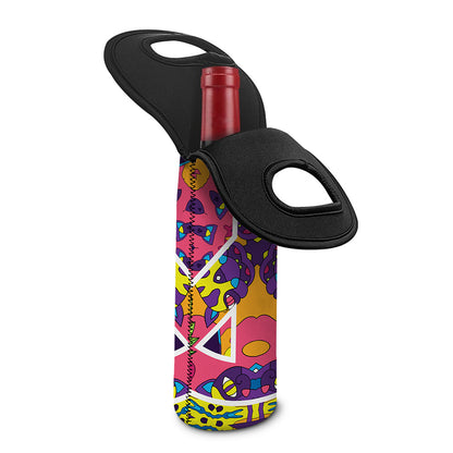 Psychedelic Hippie Peace Sign Print Single Neoprene Wine Tote