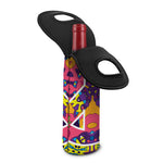 Psychedelic Hippie Peace Sign Print Single Neoprene Wine Tote