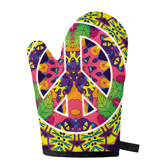 Psychedelic Hippie Peace Sign Print Single Oven Mitt