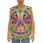 Psychedelic Hippie Peace Sign Print Sleeveless Baseball Jersey