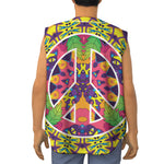 Psychedelic Hippie Peace Sign Print Sleeveless Baseball Jersey