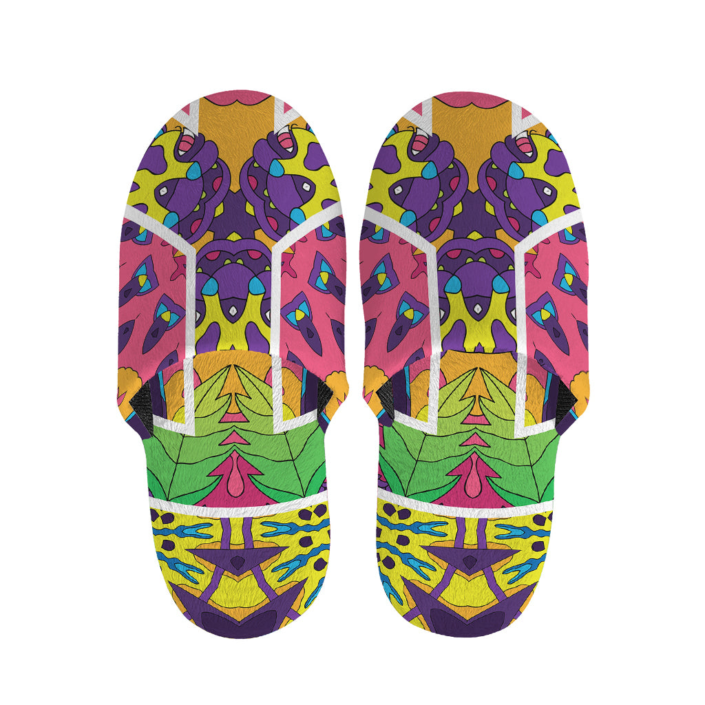 Psychedelic Hippie Peace Sign Print Slippers