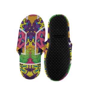 Psychedelic Hippie Peace Sign Print Slippers