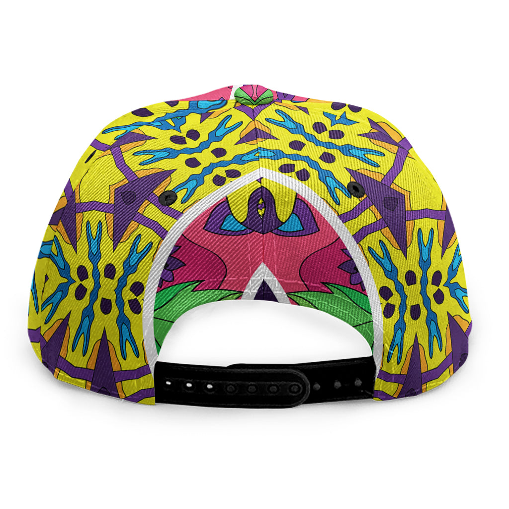 Psychedelic Hippie Peace Sign Print Snapback Cap