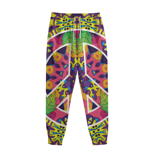 Psychedelic Hippie Peace Sign Print Sweatpants