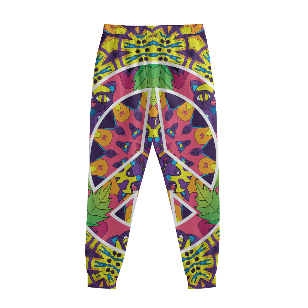 Psychedelic Hippie Peace Sign Print Sweatpants