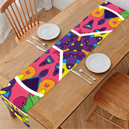 Psychedelic Hippie Peace Sign Print Table Runner