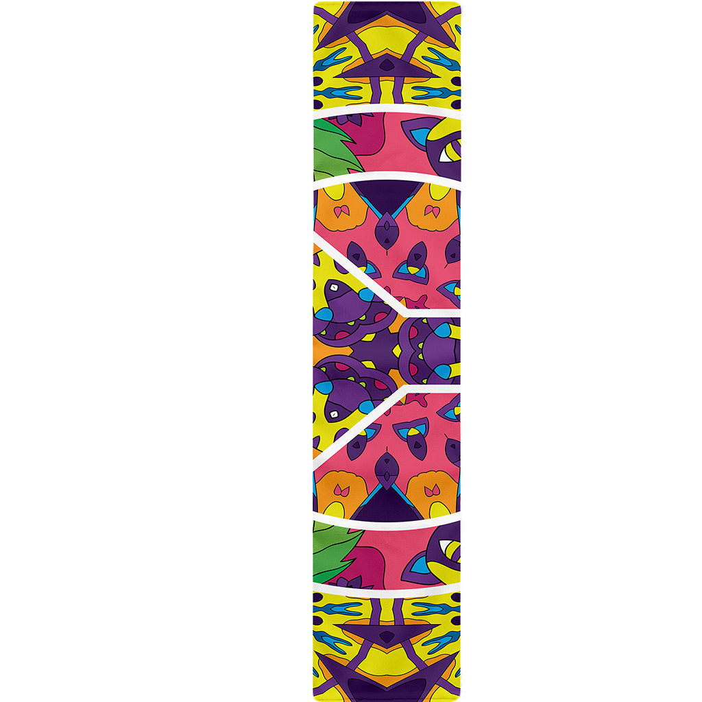 Psychedelic Hippie Peace Sign Print Table Runner
