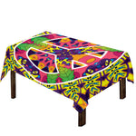 Psychedelic Hippie Peace Sign Print Tablecloth
