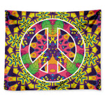 Psychedelic Hippie Peace Sign Print Tapestry