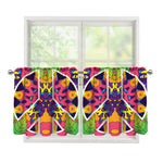 Psychedelic Hippie Peace Sign Print Tier Curtains