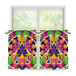 Psychedelic Hippie Peace Sign Print Tier Curtains
