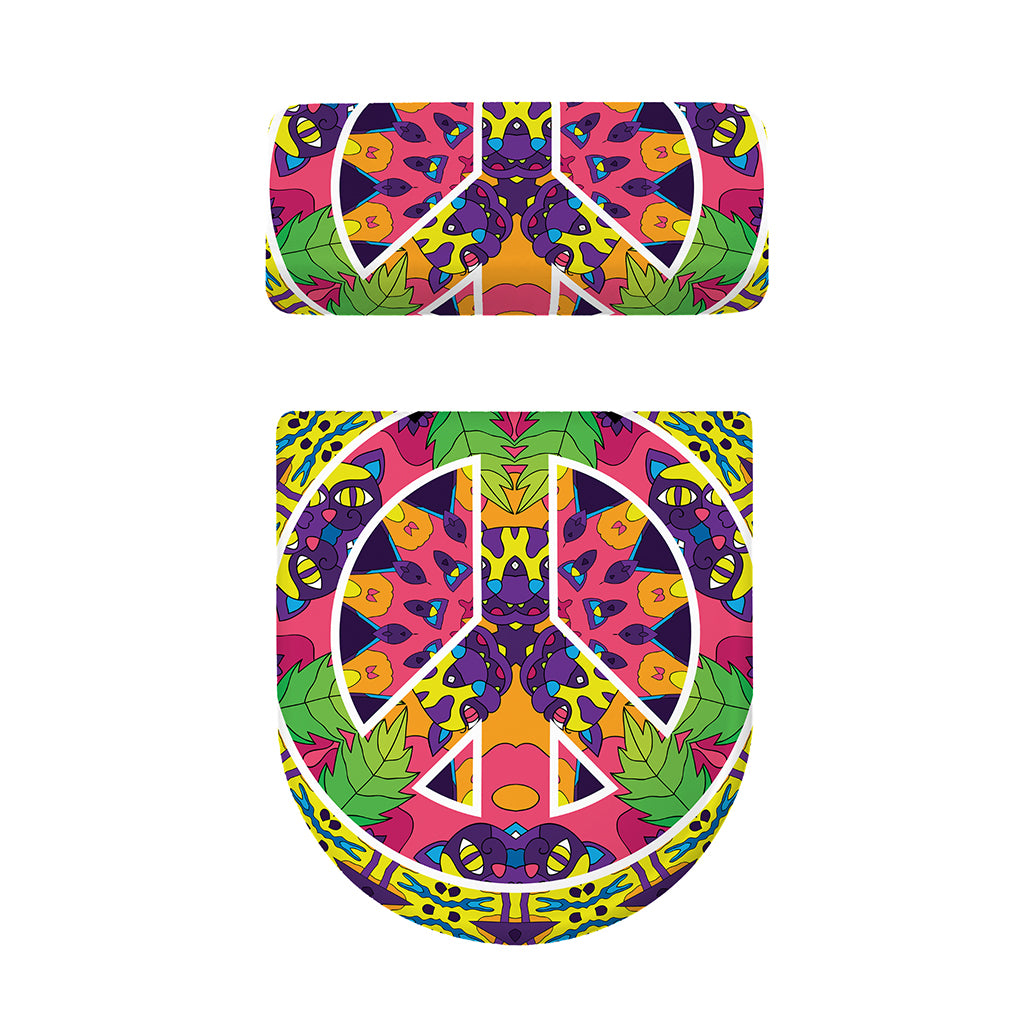 Psychedelic Hippie Peace Sign Print Toilet Lid And Tank Cover Set