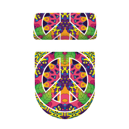 Psychedelic Hippie Peace Sign Print Toilet Lid And Tank Cover Set