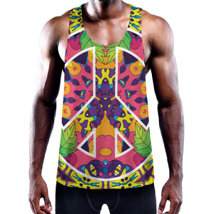 Psychedelic Hippie Peace Sign Print Training Tank Top