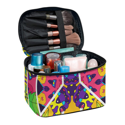Psychedelic Hippie Peace Sign Print Travel Makeup Bag