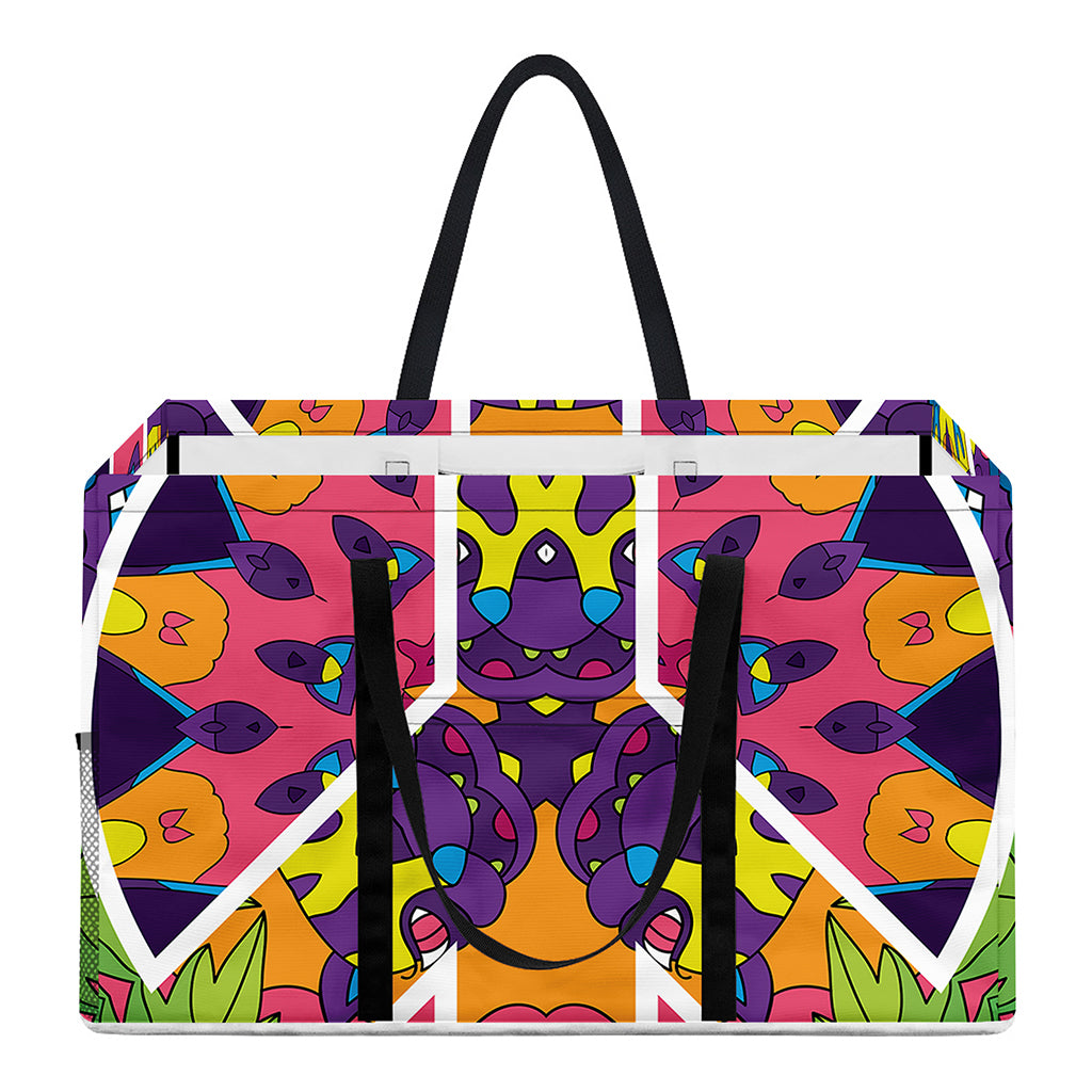 Psychedelic Hippie Peace Sign Print Utility Tote Bag
