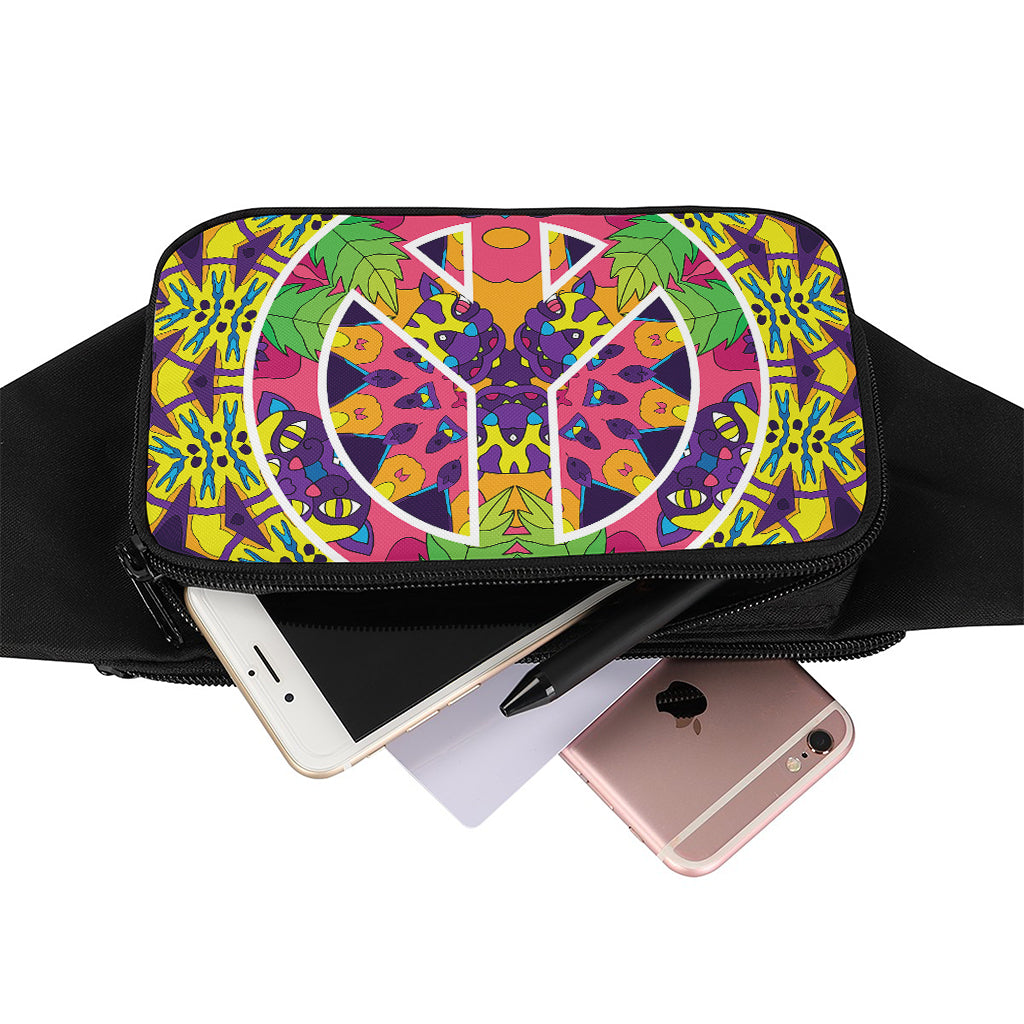 Psychedelic Hippie Peace Sign Print Waist Bag