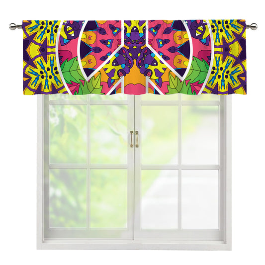 Psychedelic Hippie Peace Sign Print Window Valance