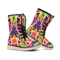 Psychedelic Hippie Peace Sign Print Winter Boots