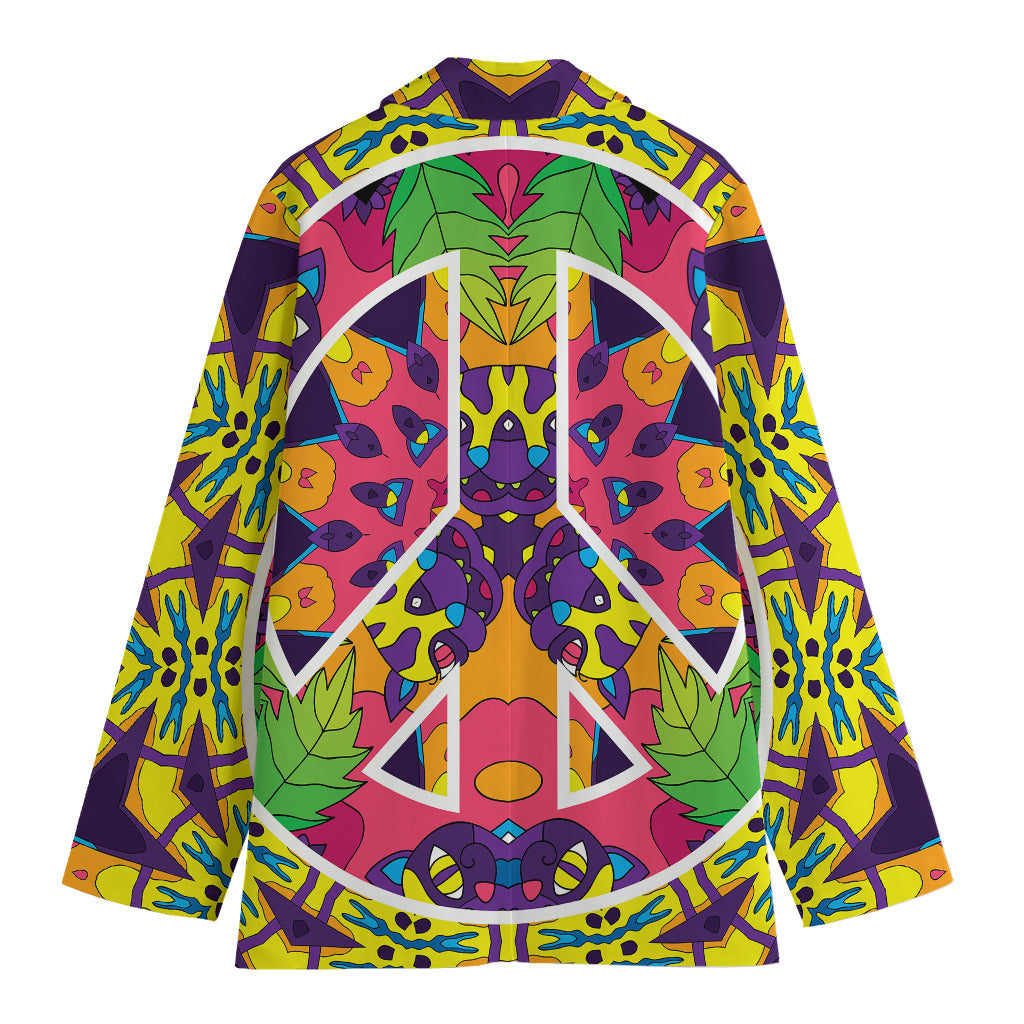 Psychedelic Hippie Peace Sign Print Women's Blazer