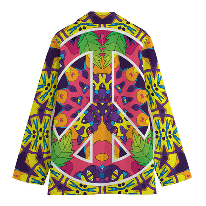 Psychedelic Hippie Peace Sign Print Women's Blazer