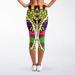 Psychedelic Hippie Peace Sign Print Women's Capri Leggings