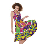 Psychedelic Hippie Peace Sign Print Women's Sleeveless Dress