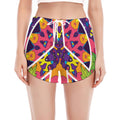 Psychedelic Hippie Peace Sign Print Women's Split Running Shorts