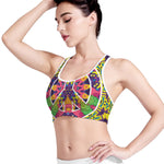 Psychedelic Hippie Peace Sign Print Women's Sports Bra