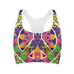 Psychedelic Hippie Peace Sign Print Women's Sports Bra
