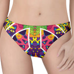 Psychedelic Hippie Peace Sign Print Women's Thong