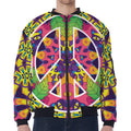 Psychedelic Hippie Peace Sign Print Zip Sleeve Bomber Jacket