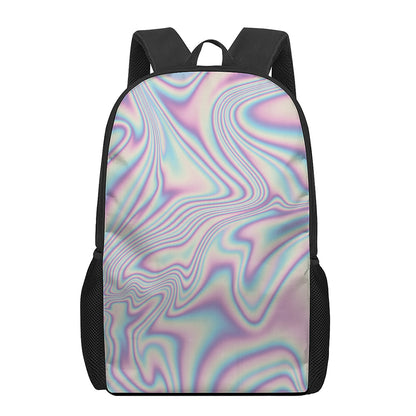Psychedelic Holographic Print 17 Inch Backpack