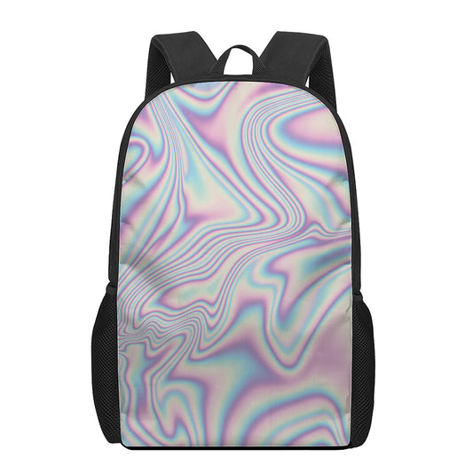 Psychedelic Holographic Print 17 Inch Backpack