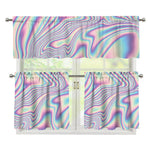 Psychedelic Holographic Print 3 Piece Kitchen Curtains
