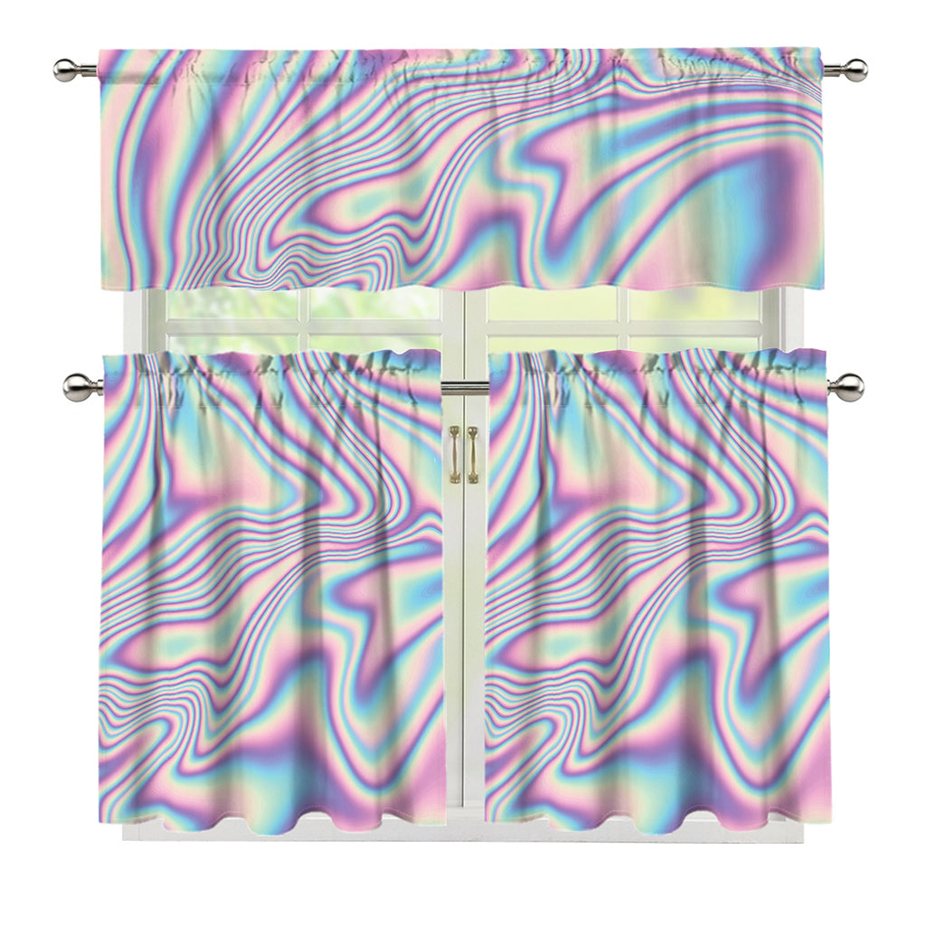 Psychedelic Holographic Print 3 Piece Kitchen Curtains