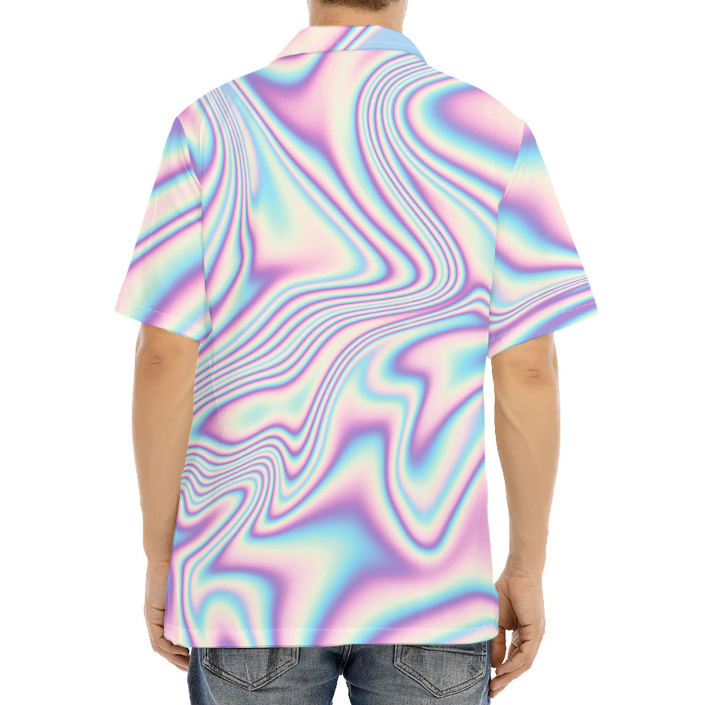 Psychedelic Holographic Print Aloha Shirt