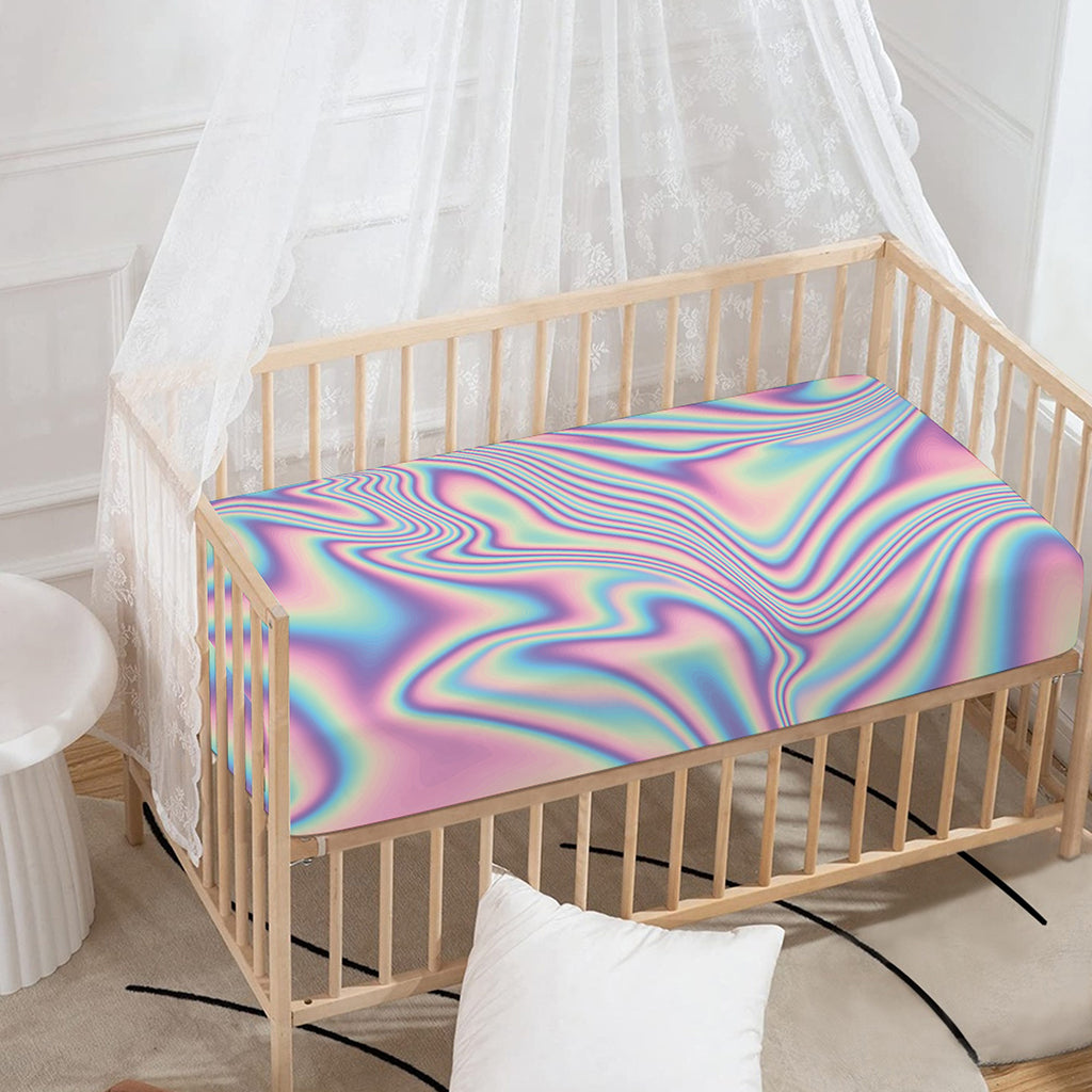 Psychedelic Holographic Print Baby Crib Sheet