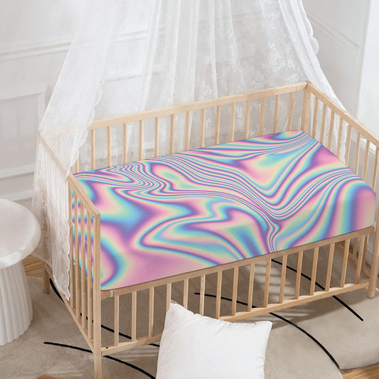 Psychedelic Holographic Print Baby Crib Sheet